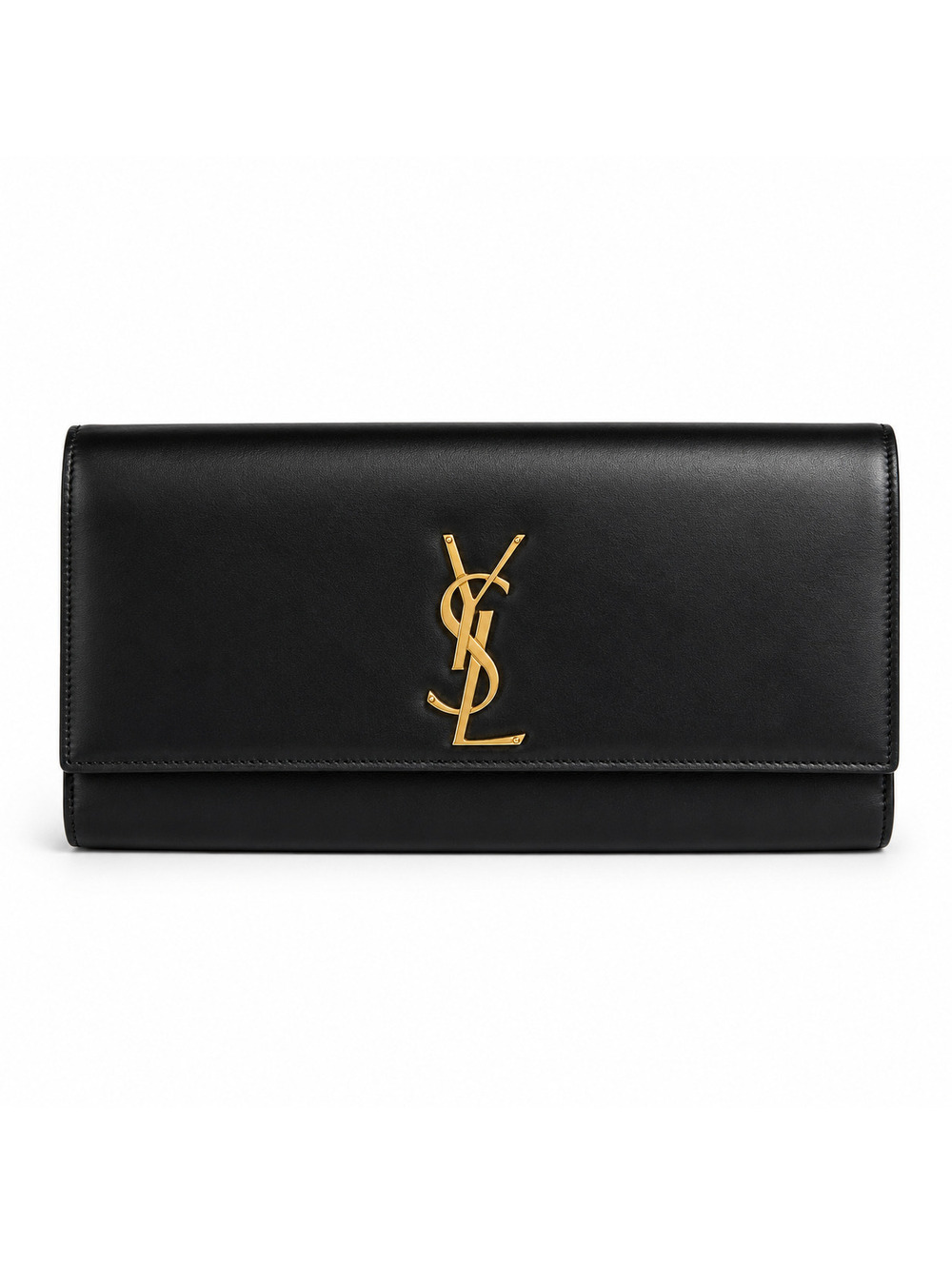 Saint Laurent Black Smooth Leather Cassandre Phone Holder Bag